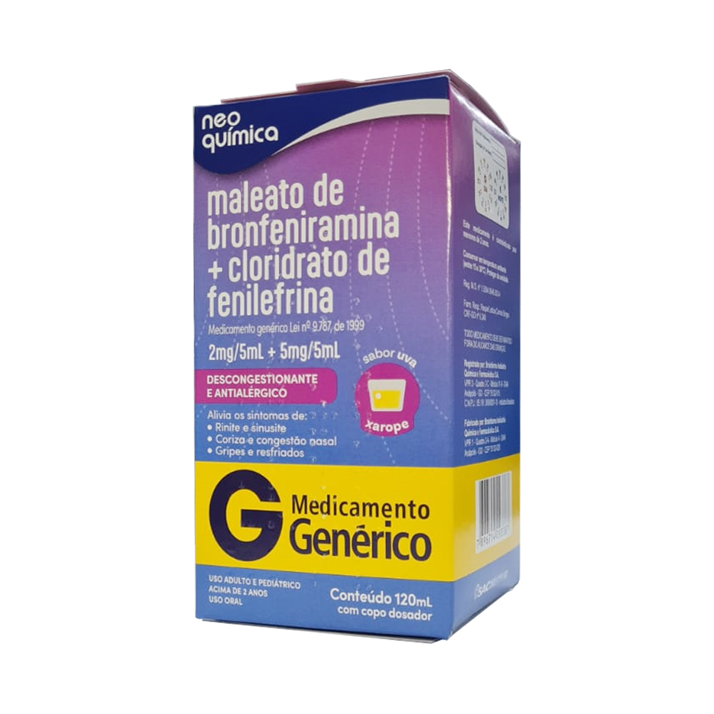 Bronfeniramina + Fenilefrina Xarope 120ml Genérico Neo Química