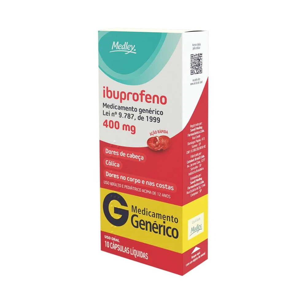 Ibuprofeno 400mg com 10 Cápsulas Líquidas Genérico Medley