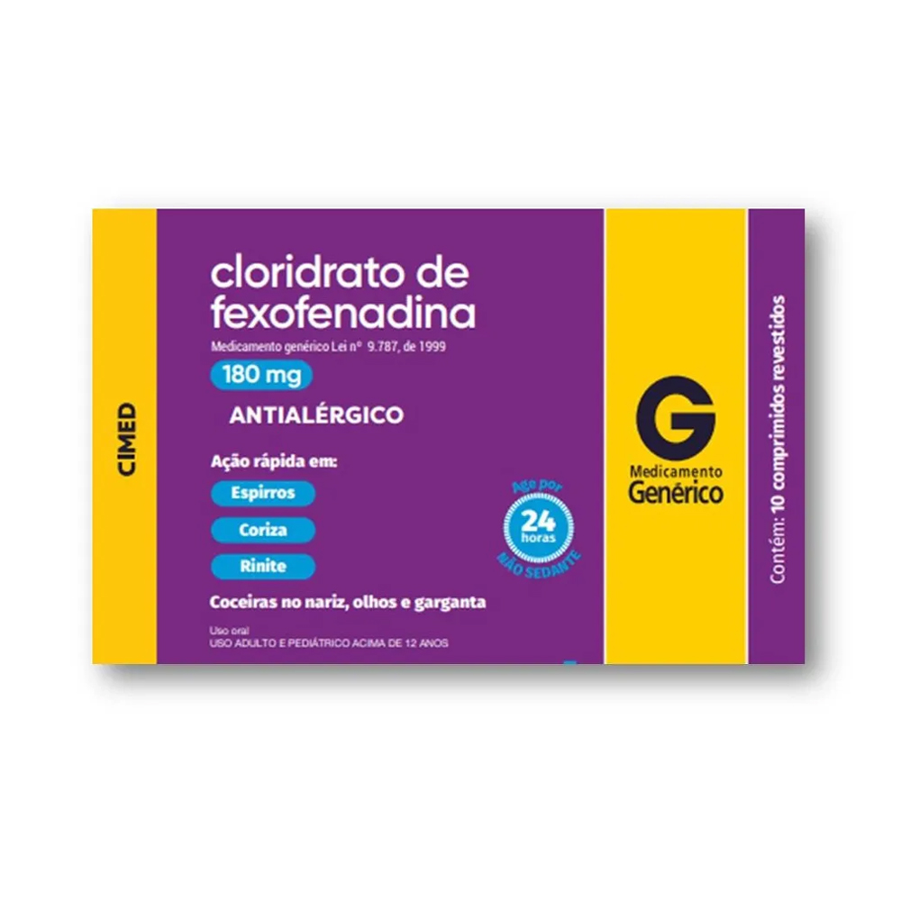 Fexofenadina 180mg com 10 Comprimidos Genérico Cimed