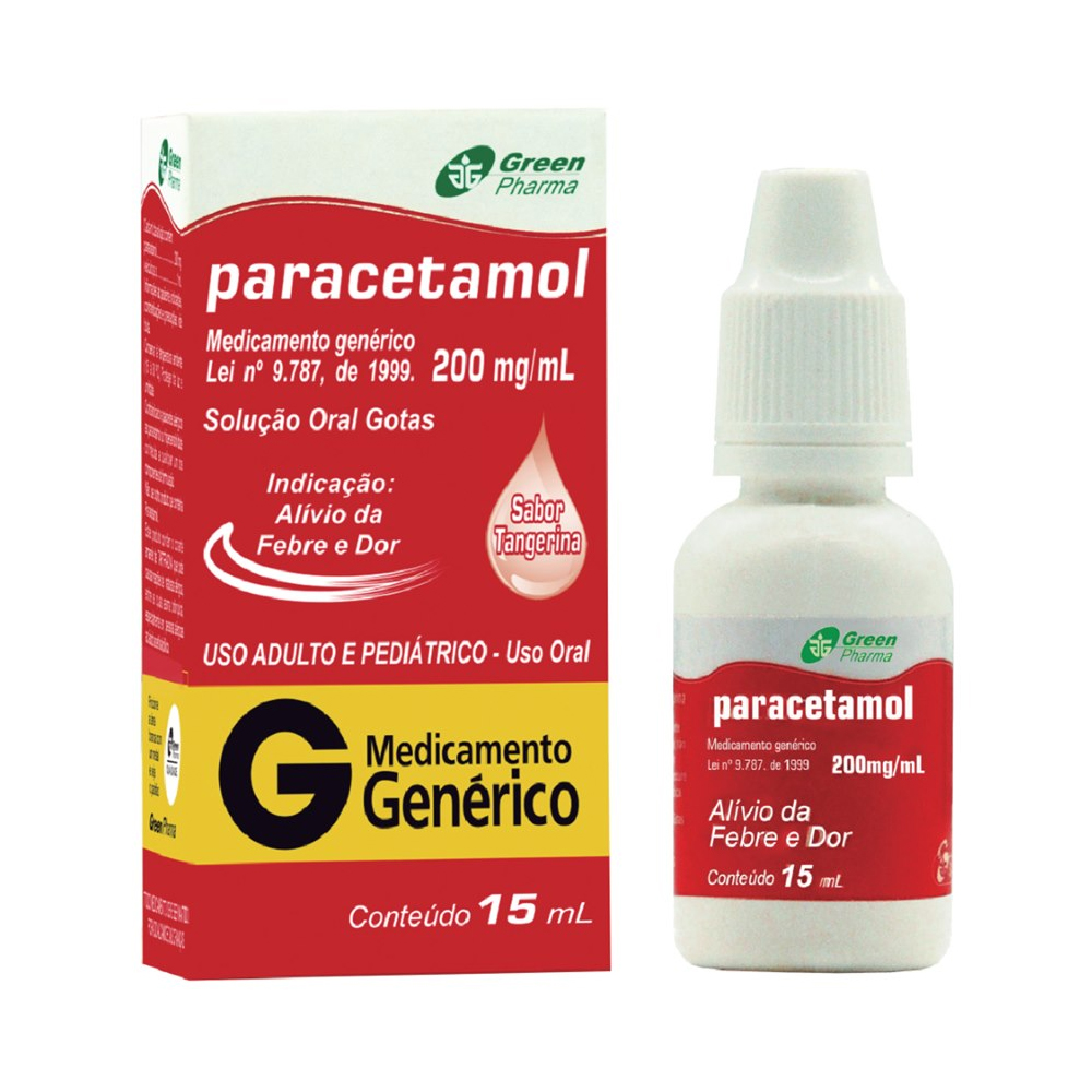 Paracetamol 200mg Gotas 15ml Genérico Green Pharma
