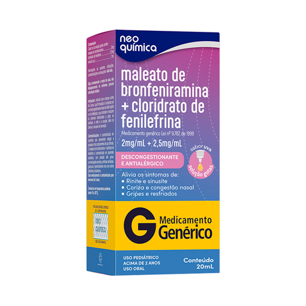 Bronfeniramina + Fenilefrina Gotas 20ml Genérico Neo Química