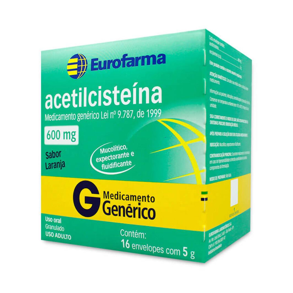 Acetilcisteína 600mg com 16 Envelopes Genérico Eurofarma