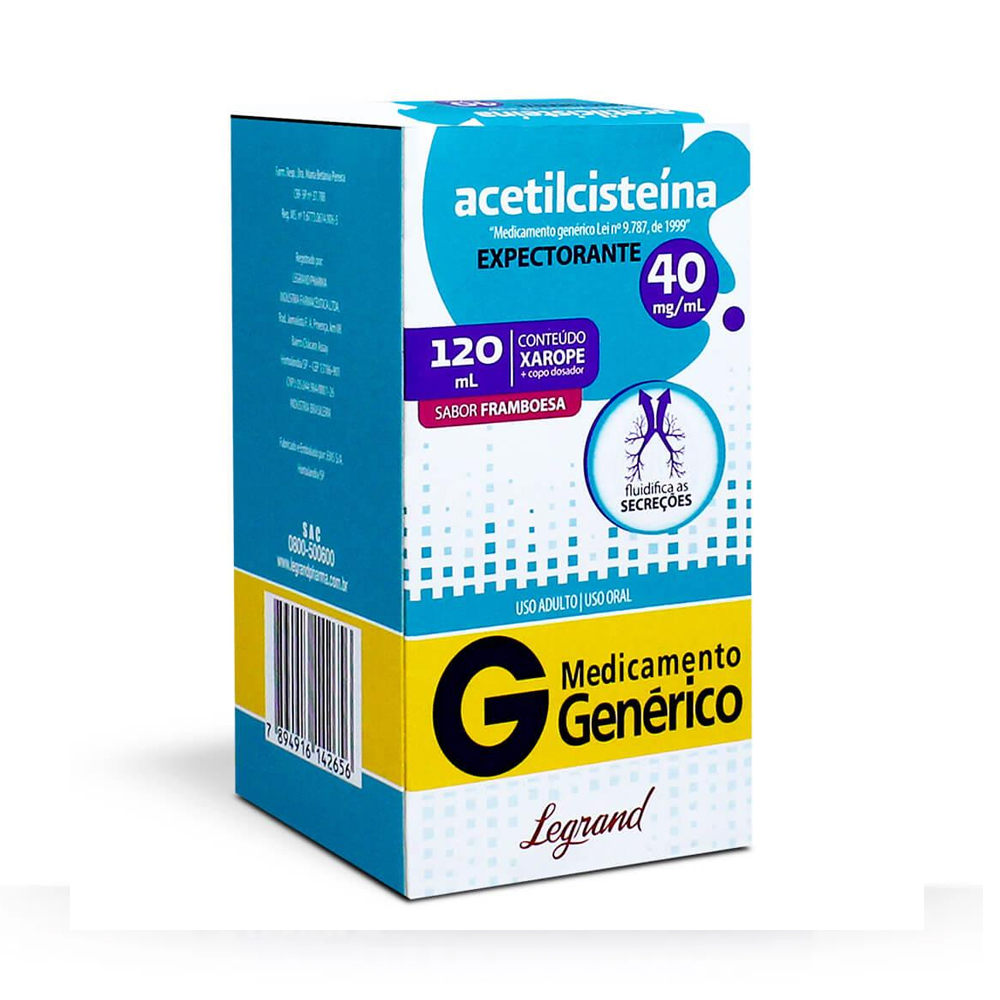 Acetilcisteína Xarope Adulto 120ml Genérico Legrand