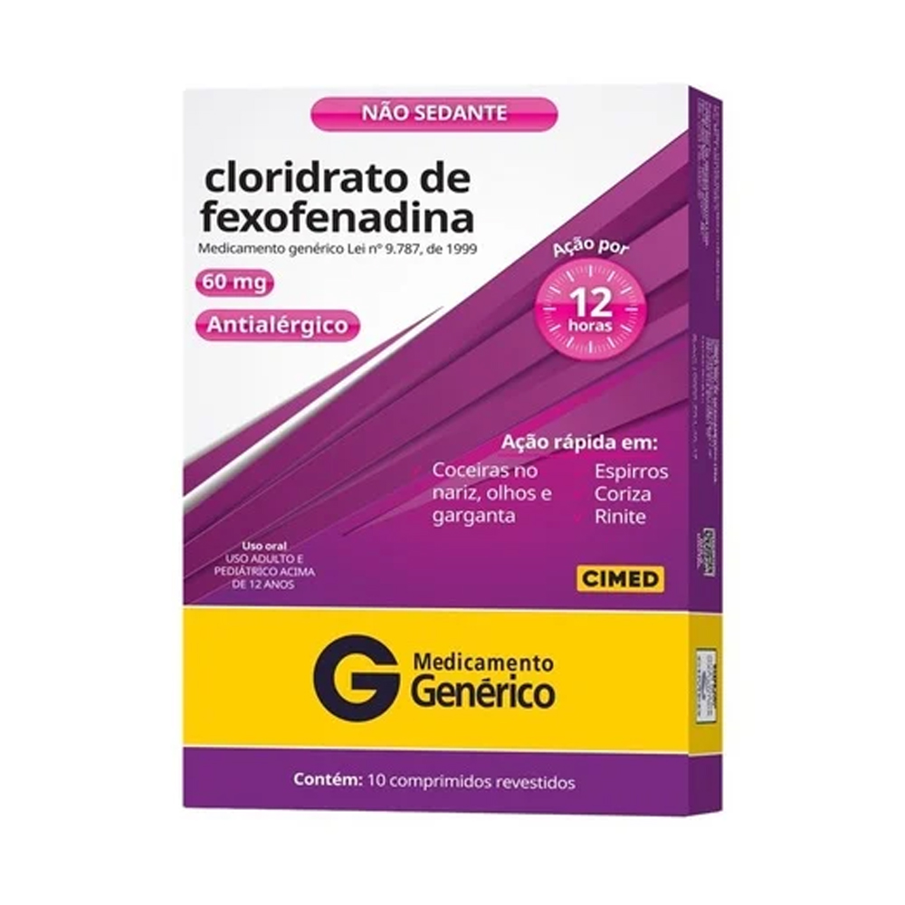 Fexofenadina 60mg com 10 Comprimidos Genérico Cimed