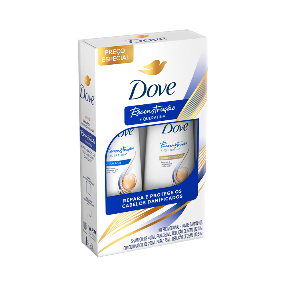 KIt Dove Reconstrução + Queratina Shampoo 350ml + Condicionador 175ml