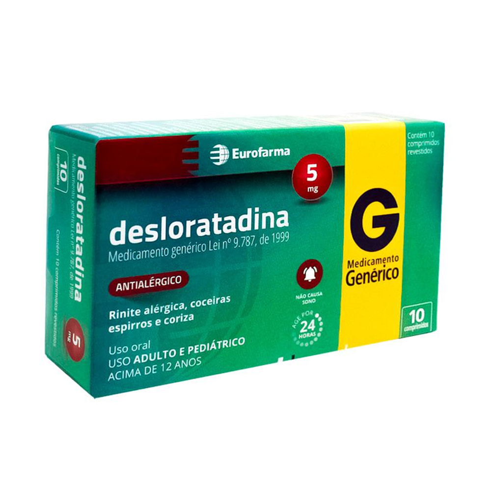 Desloratadina 5mg com 10 Comprimidos Revestidos Genérico Eurofarma
